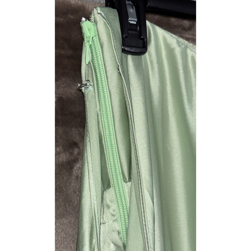 Show Me Your Mumu Tinsley Tube Dress Womens Large Pistachio Luxe Satin Side Zip - Picture 7 of 13